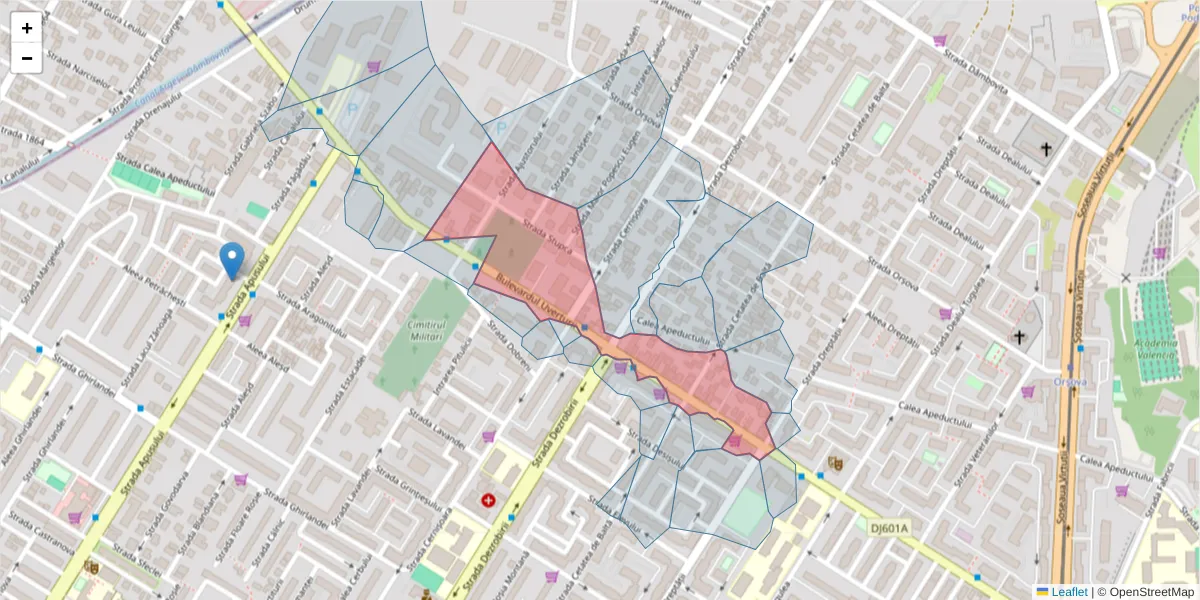 Hartă a codului poștal  și a codurilor poștale învecinate