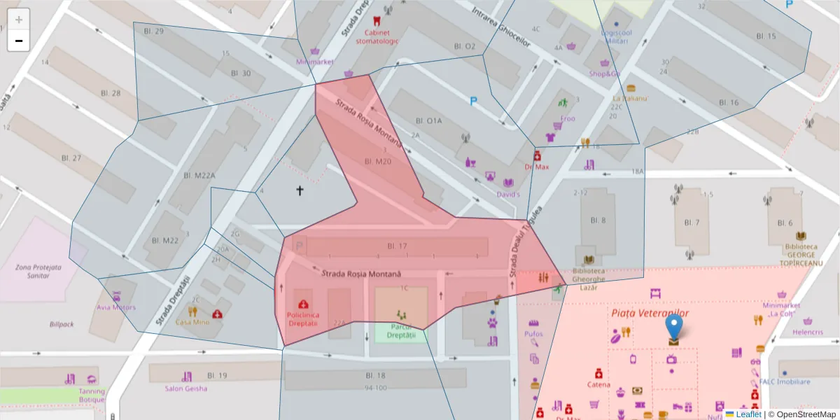 Hartă a codului poștal  și a codurilor poștale învecinate