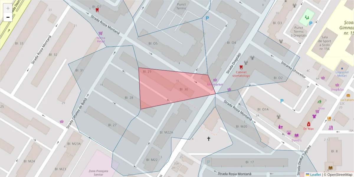 Hartă a codului poștal  și a codurilor poștale învecinate