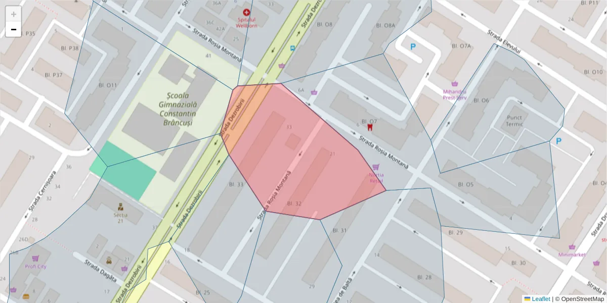 Hartă a codului poștal  și a codurilor poștale învecinate