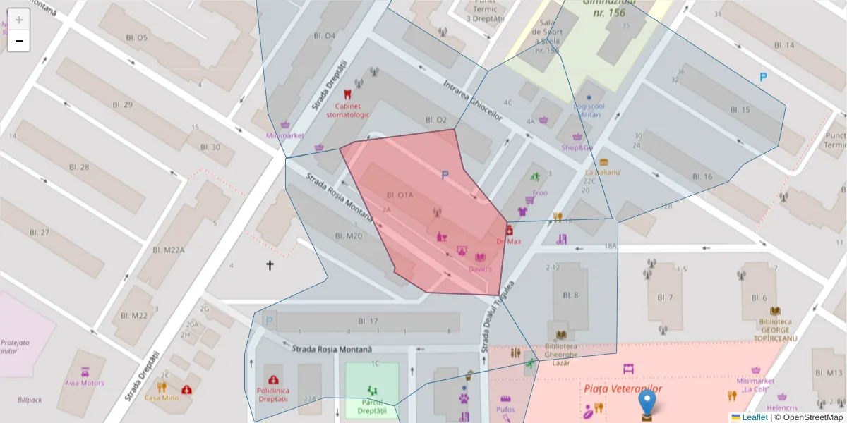 Hartă a codului poștal  și a codurilor poștale învecinate