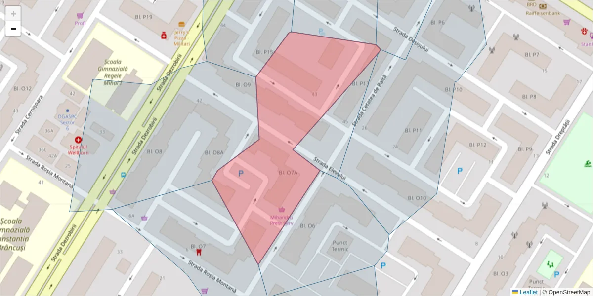 Hartă a codului poștal  și a codurilor poștale învecinate