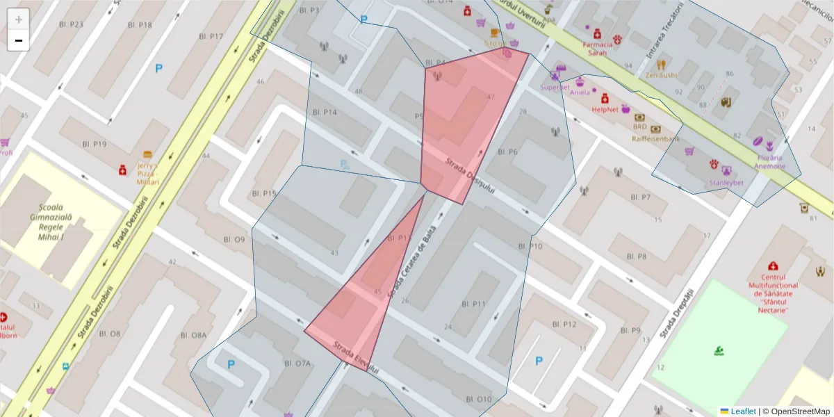 Hartă a codului poștal  și a codurilor poștale învecinate