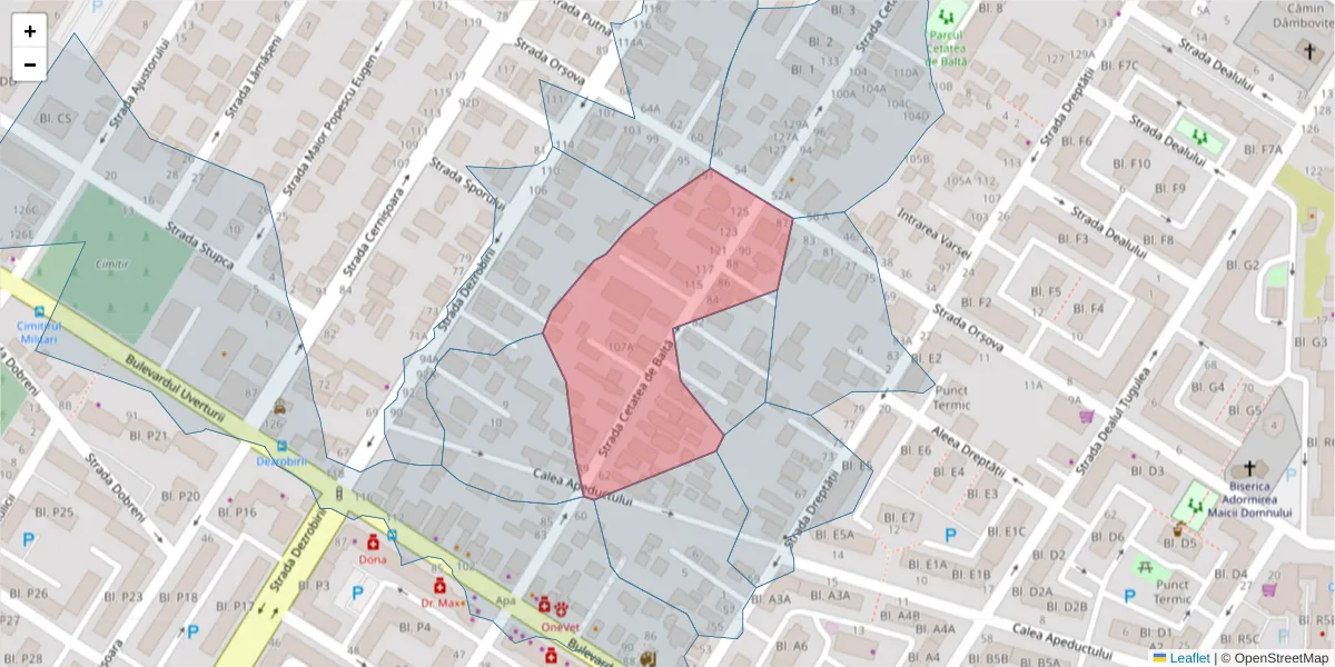 Hartă a codului poștal  și a codurilor poștale învecinate