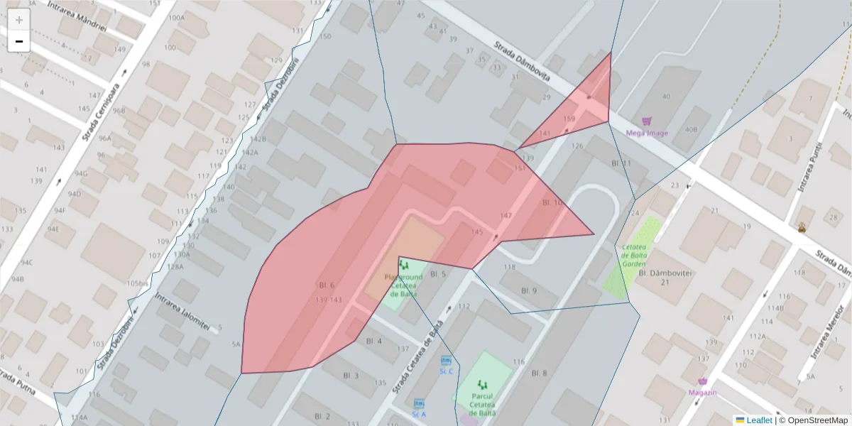 Hartă a codului poștal  și a codurilor poștale învecinate