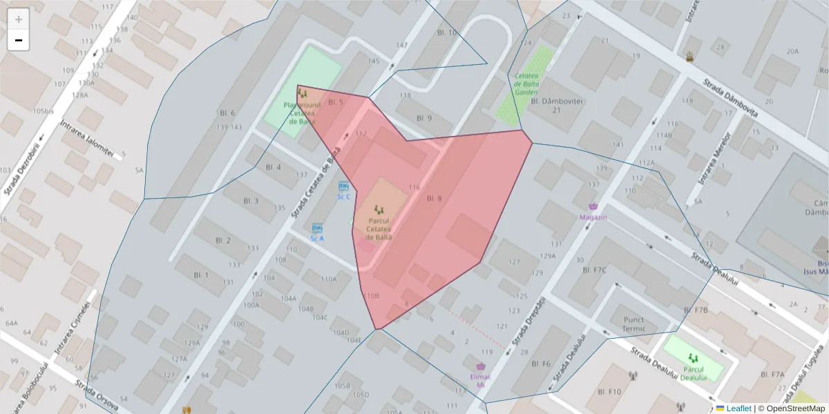 Hartă a codului poștal  și a codurilor poștale învecinate