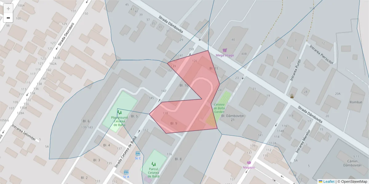 Hartă a codului poștal  și a codurilor poștale învecinate