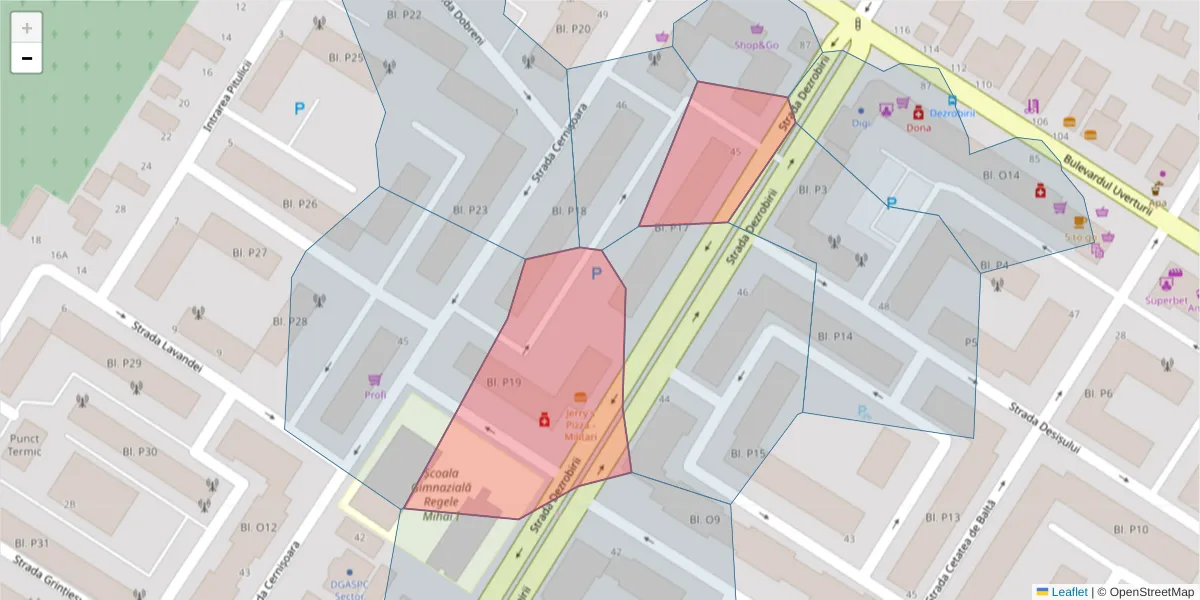 Hartă a codului poștal  și a codurilor poștale învecinate