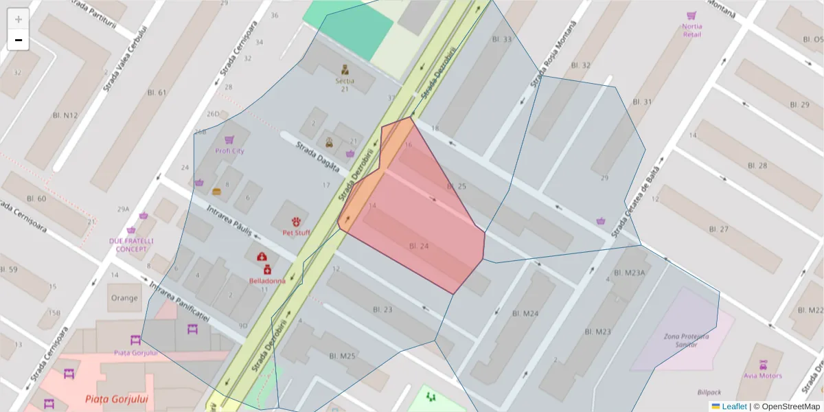 Hartă a codului poștal  și a codurilor poștale învecinate