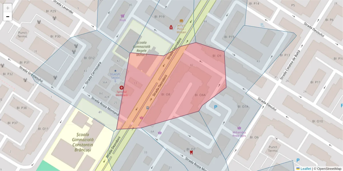 Hartă a codului poștal  și a codurilor poștale învecinate