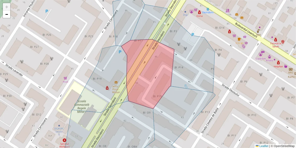 Hartă a codului poștal  și a codurilor poștale învecinate