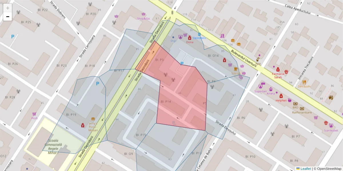 Hartă a codului poștal  și a codurilor poștale învecinate