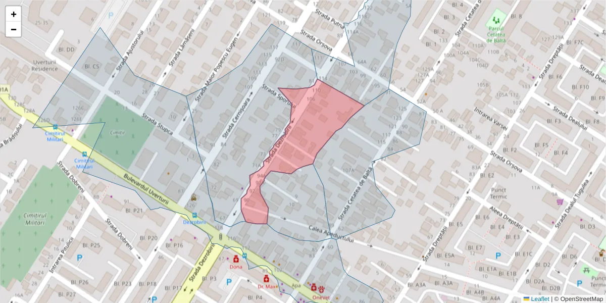 Hartă a codului poștal  și a codurilor poștale învecinate