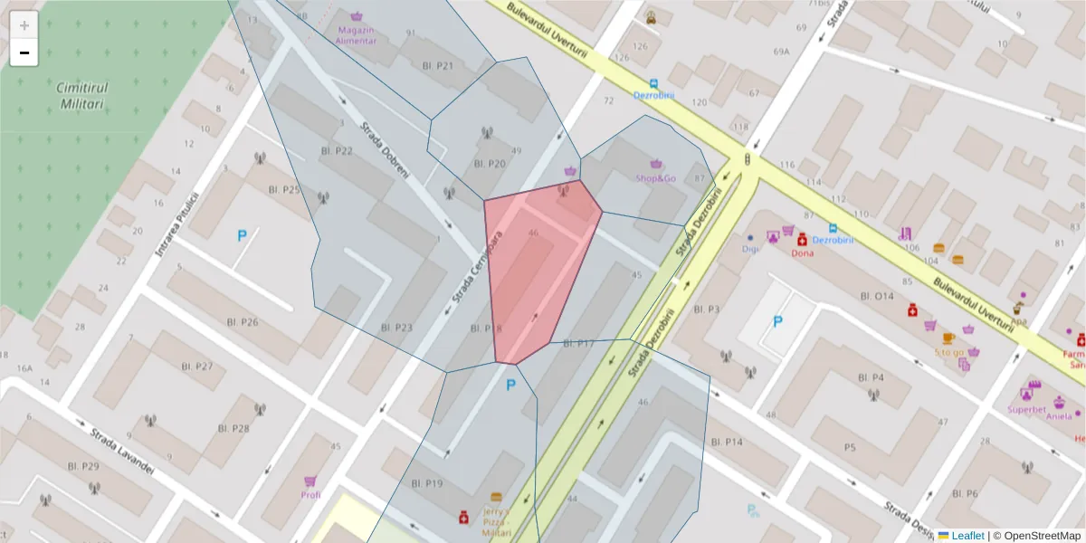 Hartă a codului poștal  și a codurilor poștale învecinate