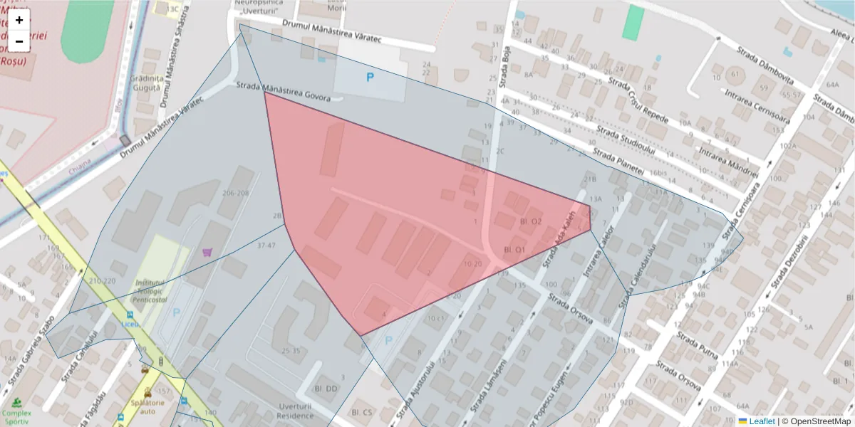 Hartă a codului poștal  și a codurilor poștale învecinate