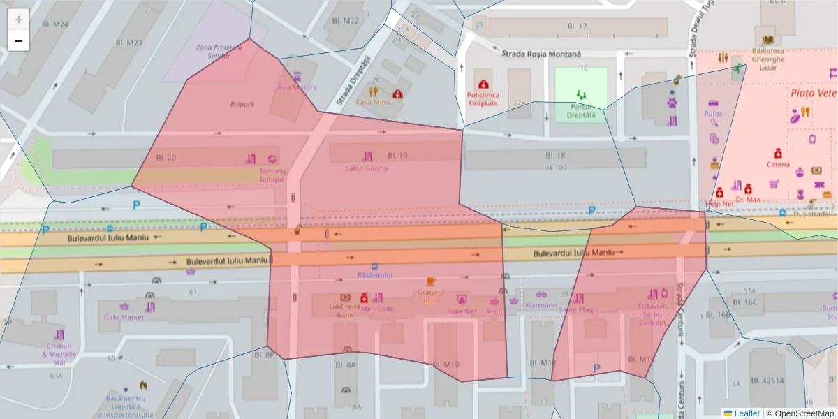 Hartă a codului poștal  și a codurilor poștale învecinate