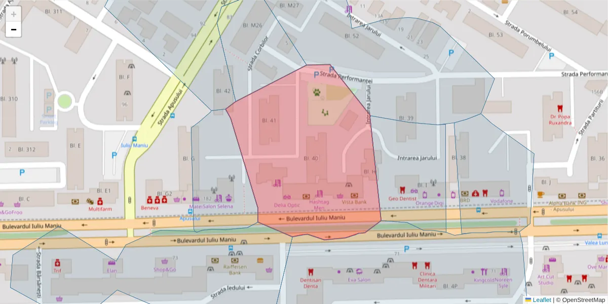 Hartă a codului poștal  și a codurilor poștale învecinate