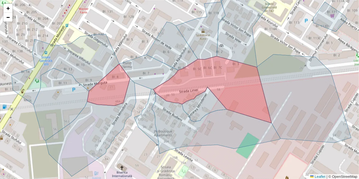 Hartă a codului poștal  și a codurilor poștale învecinate