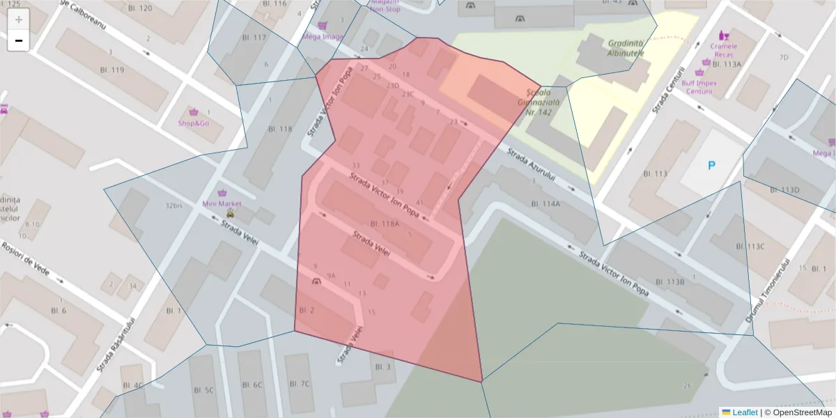 Hartă a codului poștal  și a codurilor poștale învecinate