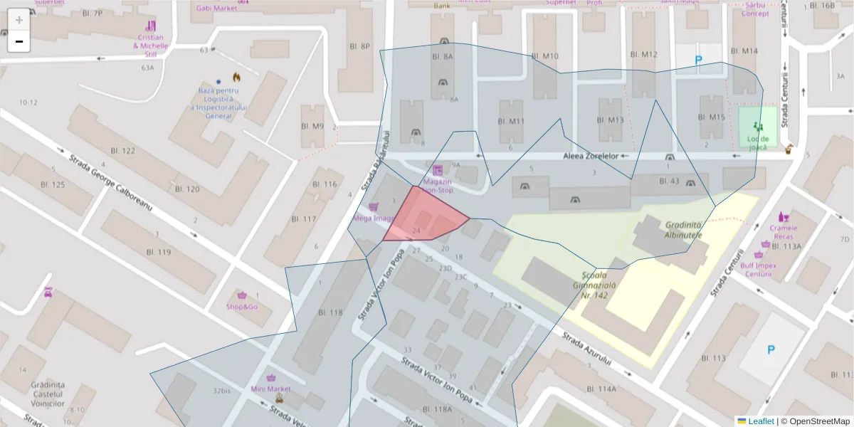 Hartă a codului poștal  și a codurilor poștale învecinate
