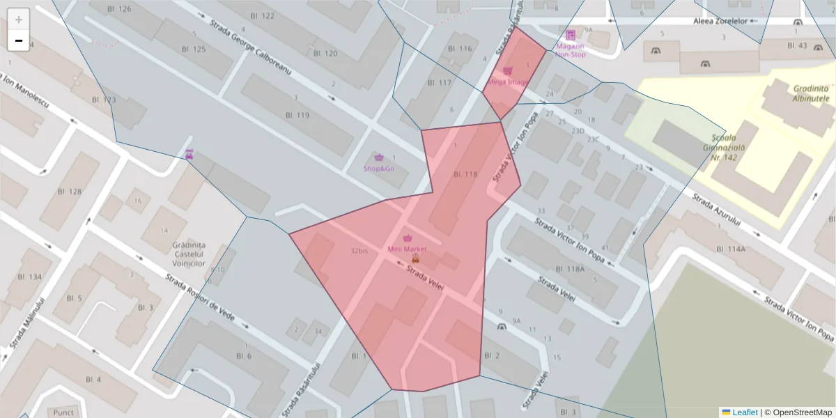 Hartă a codului poștal  și a codurilor poștale învecinate