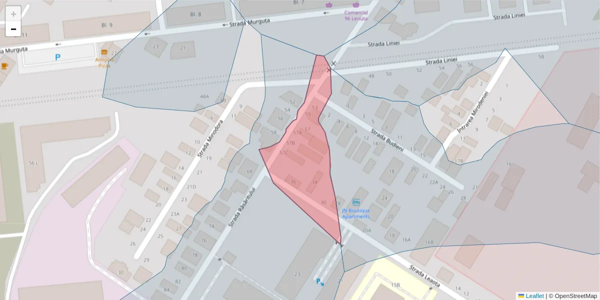 Hartă a codului poștal  și a codurilor poștale învecinate