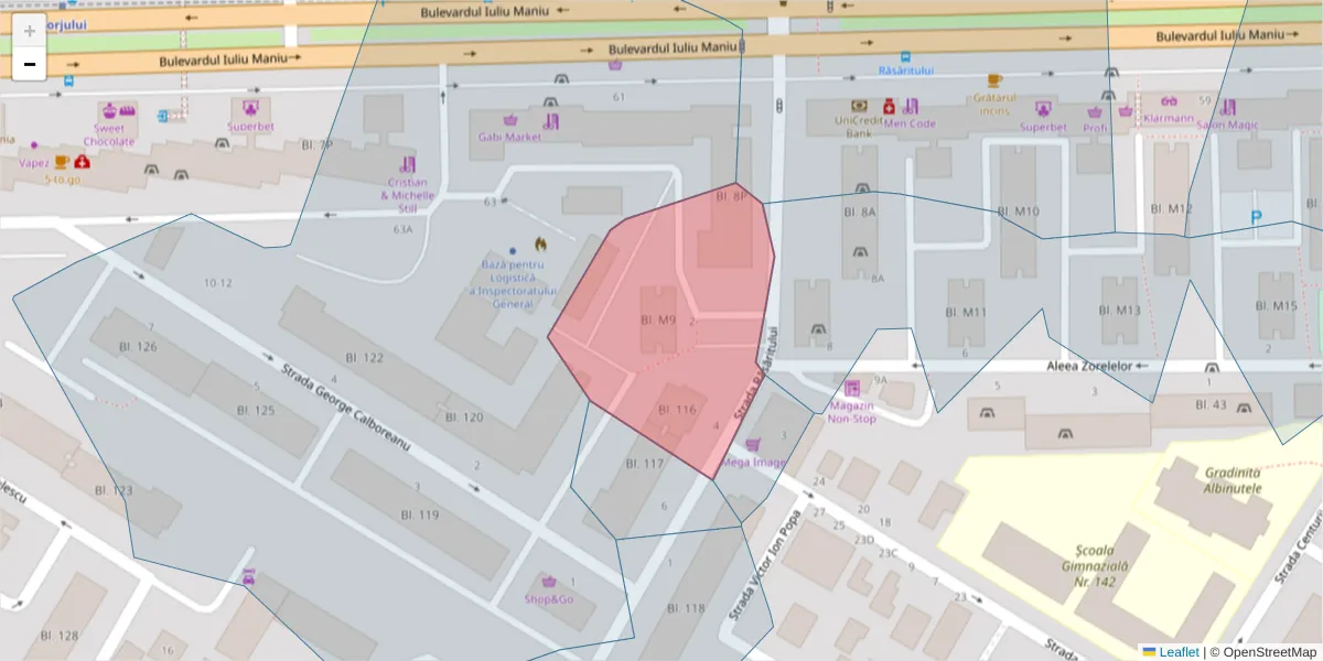 Hartă a codului poștal  și a codurilor poștale învecinate