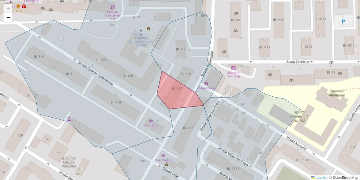 Hartă a codului poștal  și a codurilor poștale învecinate