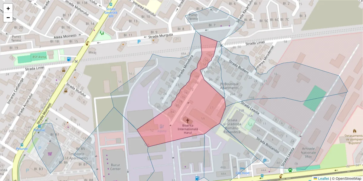 Hartă a codului poștal  și a codurilor poștale învecinate