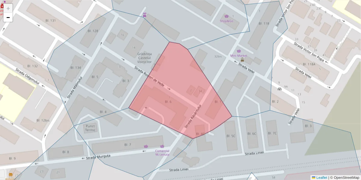 Hartă a codului poștal  și a codurilor poștale învecinate