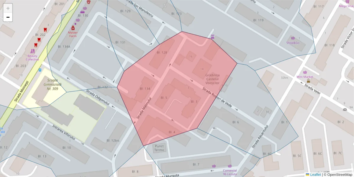 Hartă a codului poștal  și a codurilor poștale învecinate