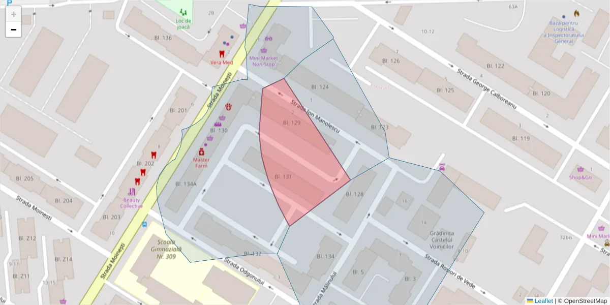 Hartă a codului poștal  și a codurilor poștale învecinate