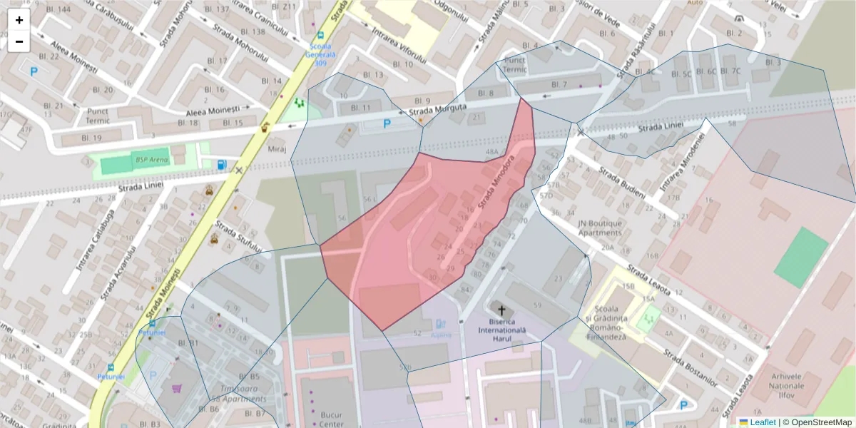 Hartă a codului poștal  și a codurilor poștale învecinate