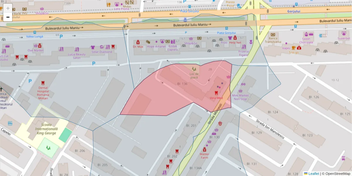 Hartă a codului poștal  și a codurilor poștale învecinate