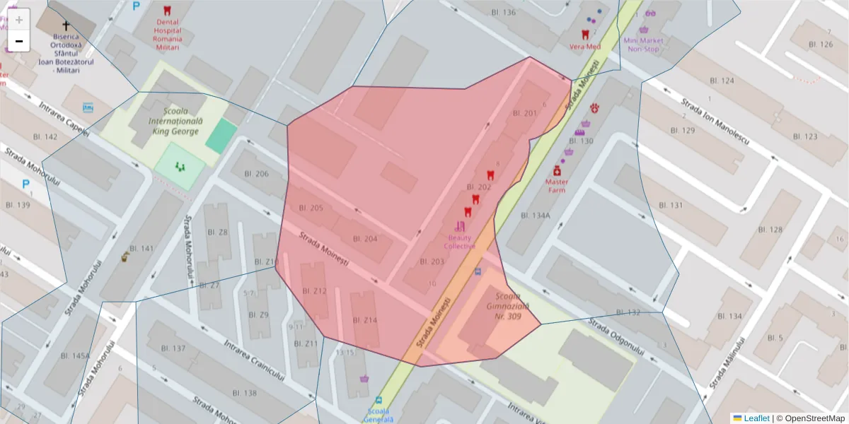 Hartă a codului poștal  și a codurilor poștale învecinate