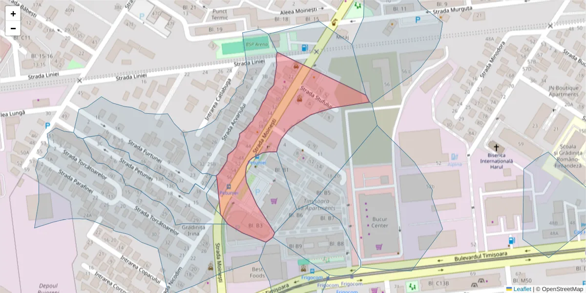 Hartă a codului poștal  și a codurilor poștale învecinate