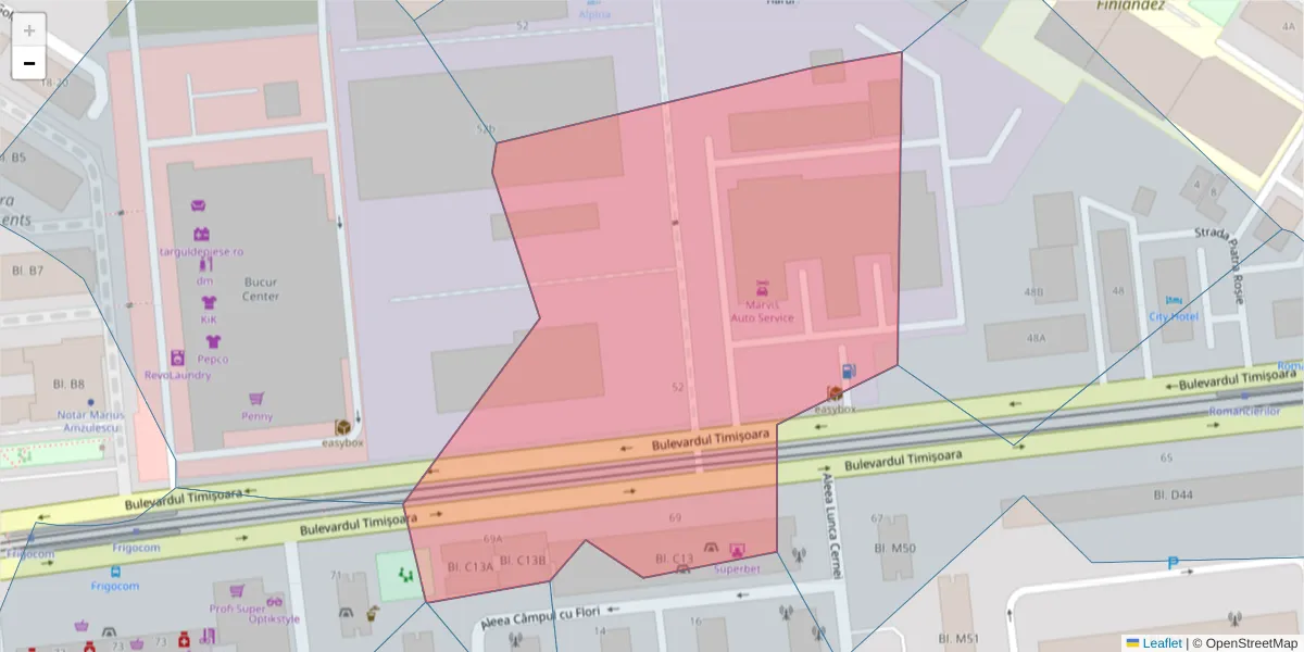 Hartă a codului poștal  și a codurilor poștale învecinate