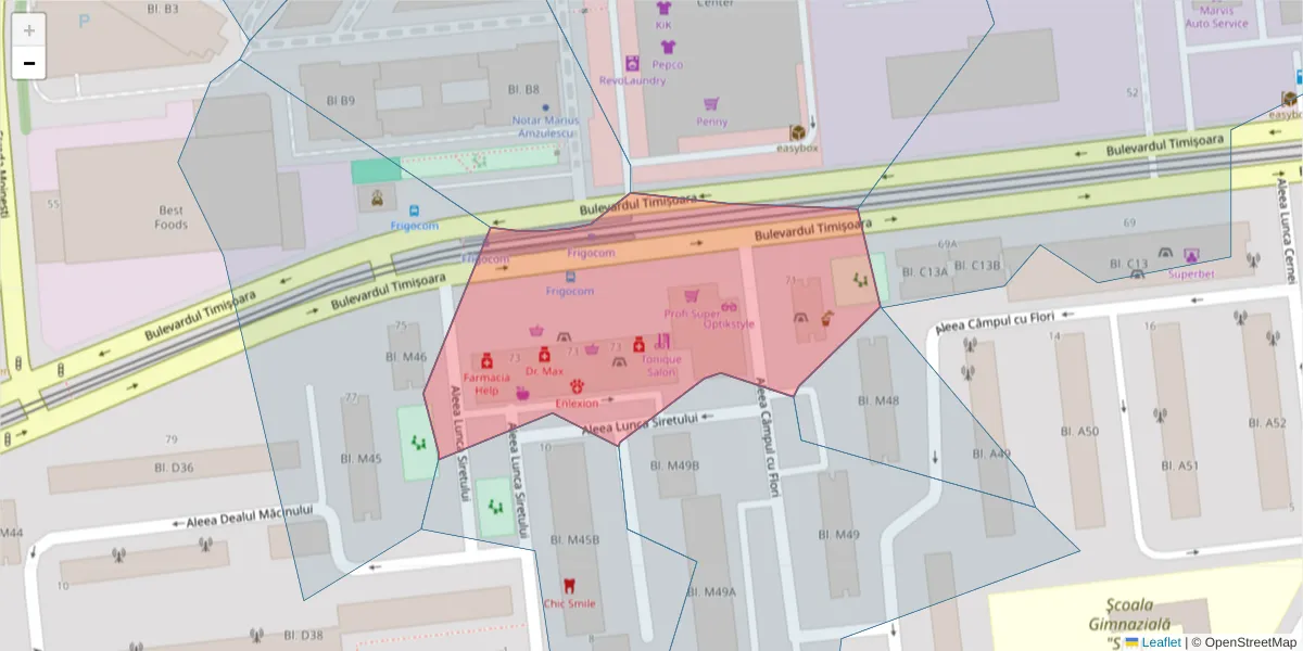 Hartă a codului poștal  și a codurilor poștale învecinate