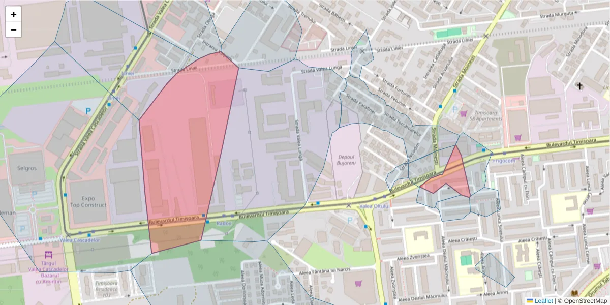 Hartă a codului poștal  și a codurilor poștale învecinate