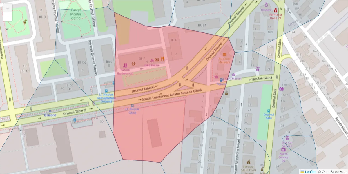 Hartă a codului poștal  și a codurilor poștale învecinate