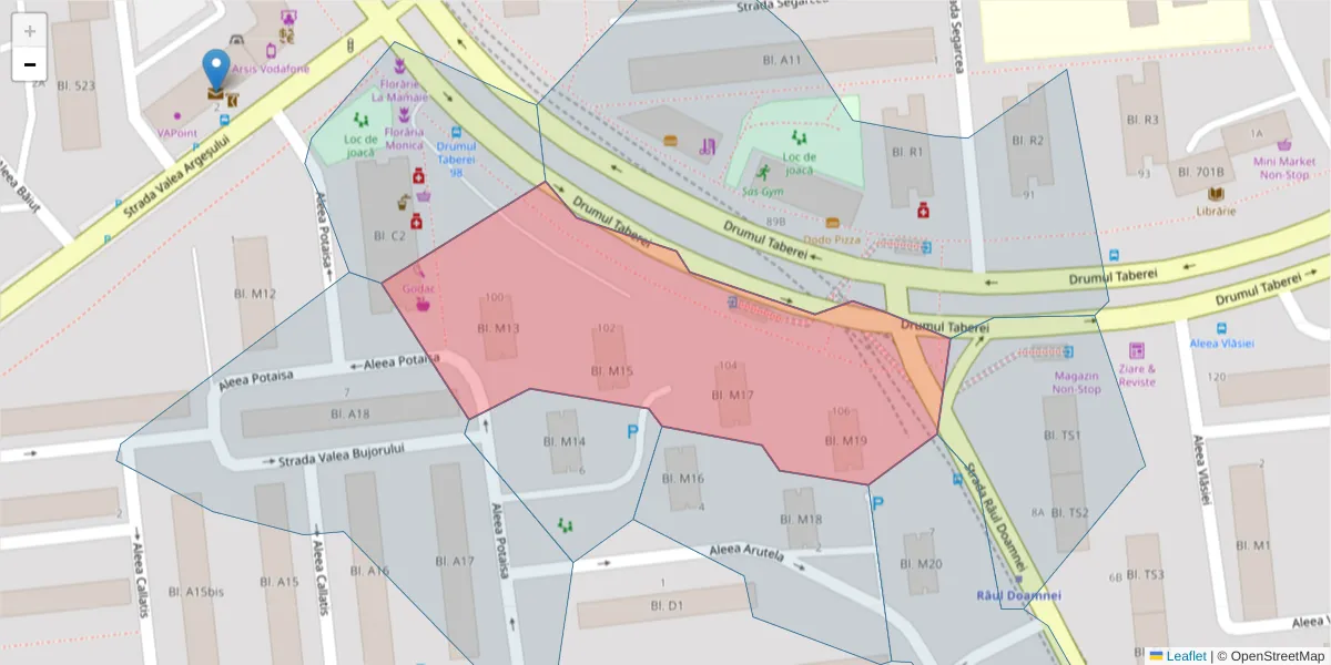 Hartă a codului poștal  și a codurilor poștale învecinate