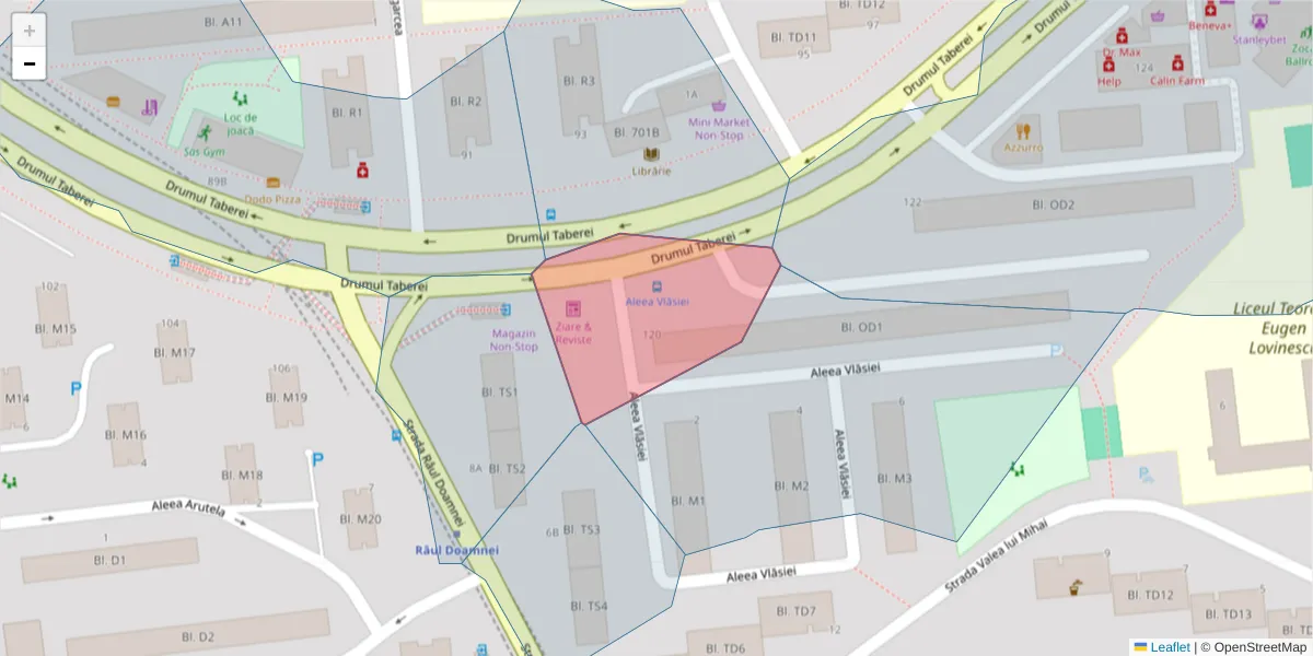 Hartă a codului poștal  și a codurilor poștale învecinate