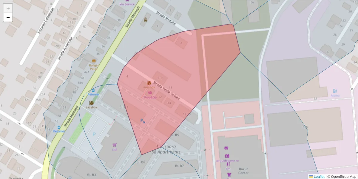 Hartă a codului poștal  și a codurilor poștale învecinate