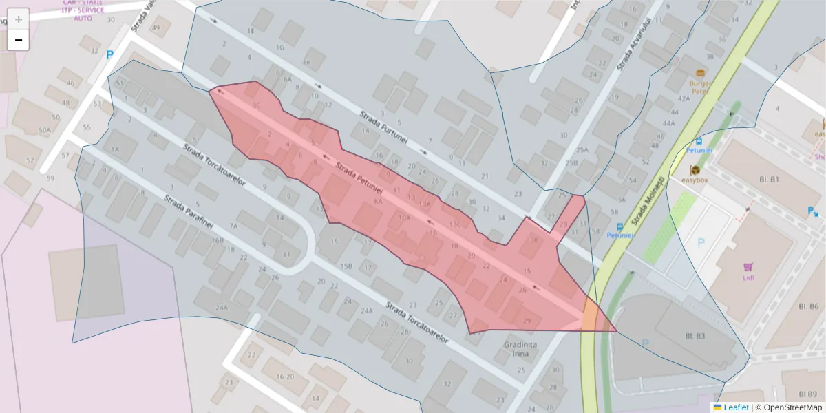 Hartă a codului poștal  și a codurilor poștale învecinate