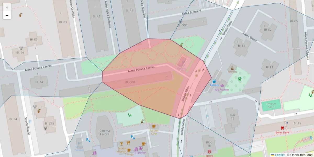Hartă a codului poștal  și a codurilor poștale învecinate