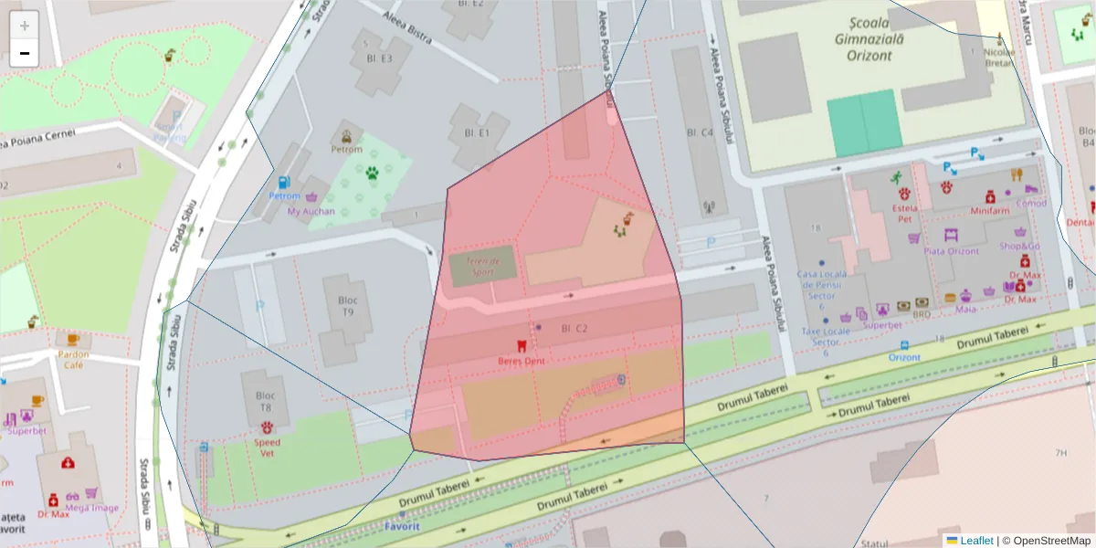 Hartă a codului poștal  și a codurilor poștale învecinate