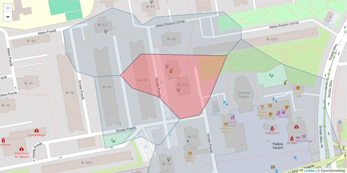 Hartă a codului poștal  și a codurilor poștale învecinate