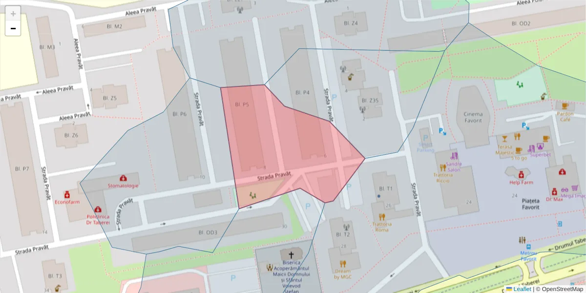 Hartă a codului poștal  și a codurilor poștale învecinate