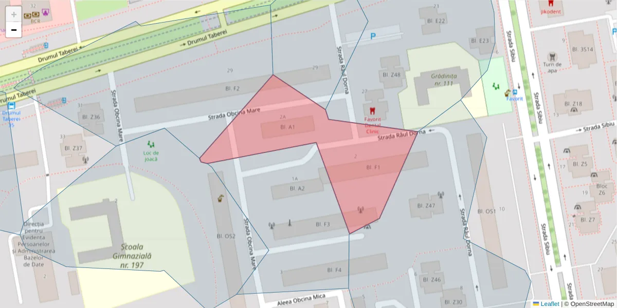 Hartă a codului poștal  și a codurilor poștale învecinate