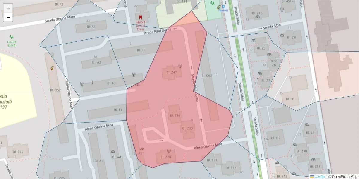 Hartă a codului poștal  și a codurilor poștale învecinate